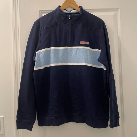 VINEYARD VINES MEN'S VARSITY STRIPE SHEP SHIRT - NAUTICAL NAVY Size Large - Picture 2 of 8